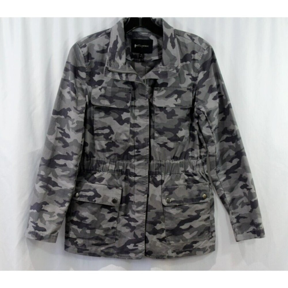 Banana Republic Womens Grey‎ Camo Zip Up Cotton Jacket XS